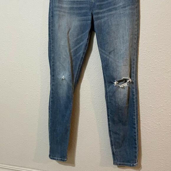 Lucky Brand Womens Blue Distressed Denim Button Fly Denim Skinny Jeans Size 6/28 - Picture 3 of 7